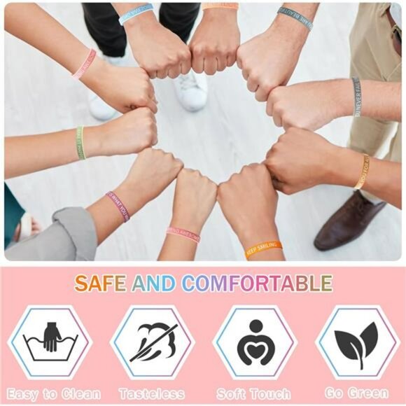 Motivational silicone bracelets bulk colorful rubber wristbands inspirational se - Picture 4 of 7